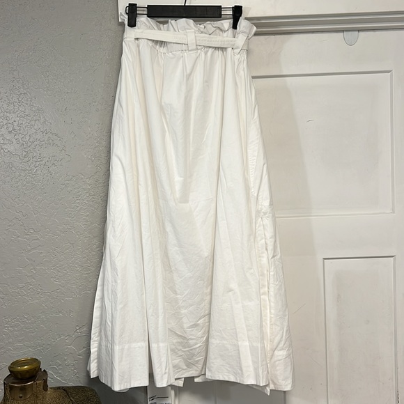 EVERLANE EASY BUTTON FRONT WHITE MIDI  SKIRT SIZE XL - Picture 6 of 16